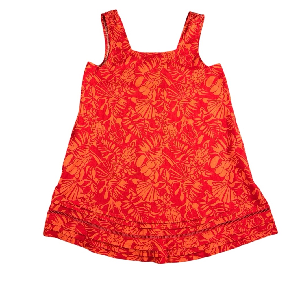 Nicole Miller NWT Women's Red/Orange Tropical Sleeveless Mini Dress Size Large